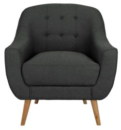 Hygena - Lexie Retro - Fabric Chair - Grey
